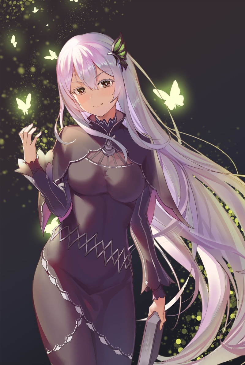 720P, Re:Zero Kara Hajimeru Isekai Seikatsu, anime girls, white hair, Ohihil, Echidna (Re:Zero Kara Hajimeru Isekai Seikatsu)