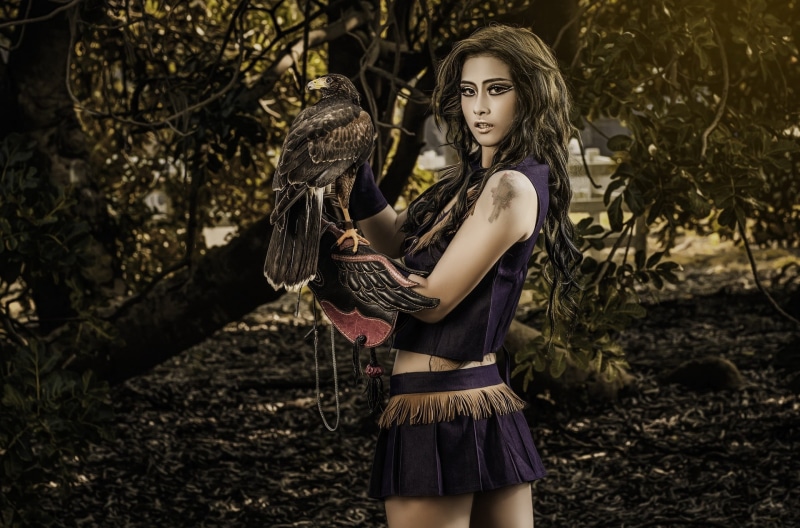 hawks, model, animals, birds, fantasy girl, 1080P, women