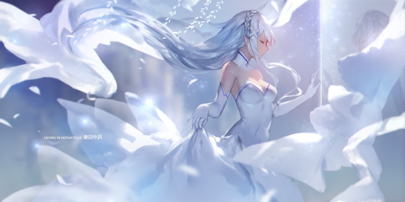 cold temperature, nature, white dress, concept art, painting, winter, digital art, Re: Life in a Different World From Zero, adult, beauty in nature, artwork