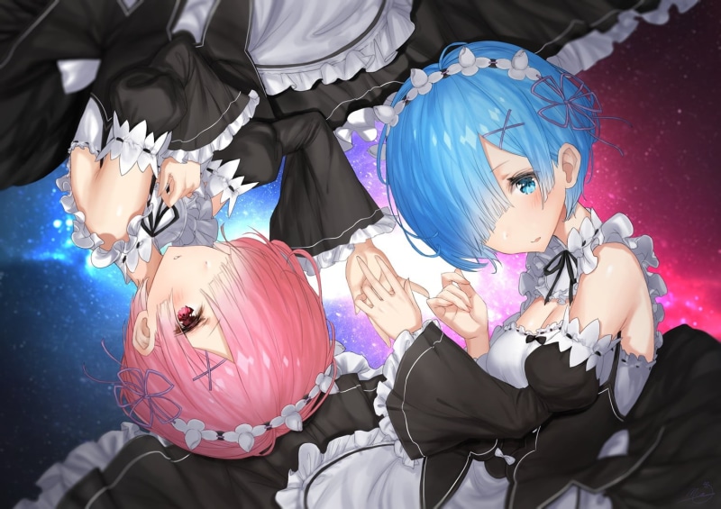 Ram (Re:Zero), ram, lifestyles, day, Re:Zero Kara Hajimeru Isekai Seikatsu, outdoors, females, leisure activity, Rem (Re: Zero), clothing, re, portrait