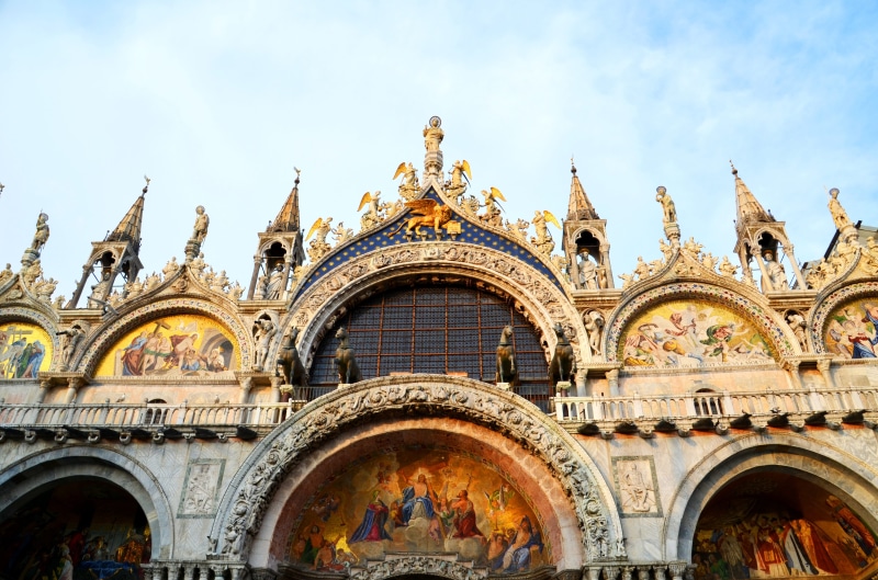 historically, Church, outdoors, low angle view, place of worship, building exterior, gold, day, travel destinations, St MarkS Basilica, cathedral, cloud - sky
