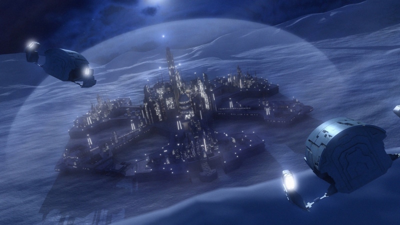 architecture, no people, cloud - sky, transportation, jumper, sea, skyscraper, aerial view, high angle view, 1080P, outdoors, built structure, city, Stargate