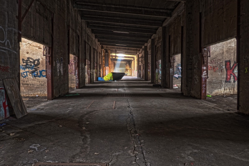 storage, architecture, factory, broken, decay, old factory, old, diminishing perspective, brick, absence, gang, industry, lapsed, long, warehouse, forgotten places