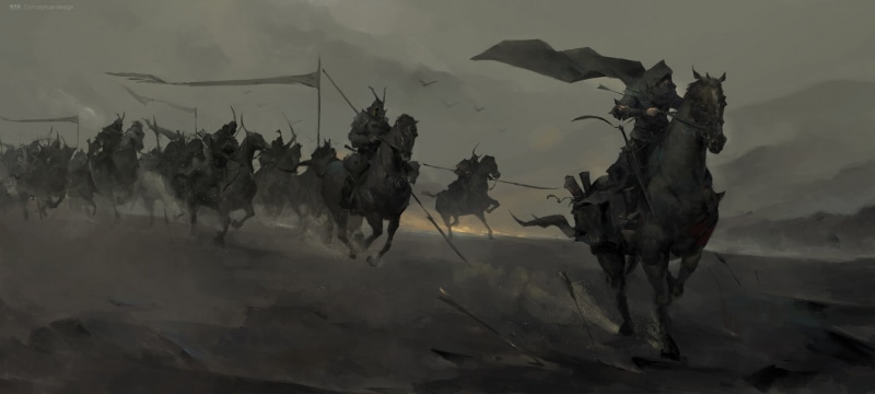 concept art, 1080P, digital, artwork, horse riding
