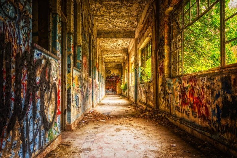 footpath, direction, barracks, creativity, the way forward, gang, pforphoto, ceiling, wall, art and craft, architectural column, lost places, long, diminishing perspective