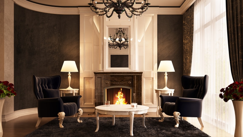 home, table, modern, burning, upper class, coffee table, flame, furniture, indoors, lighting equipment, ornate, architecture, picture living room with fireplace