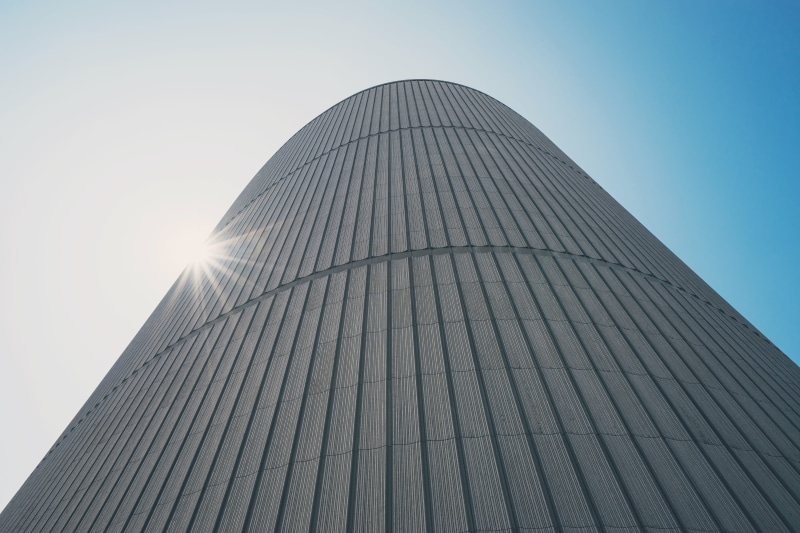 business, tower, office Building, no people, low angle view, city, corporate business, sun, gray, urban Scene, high rise building, angle, built Structure