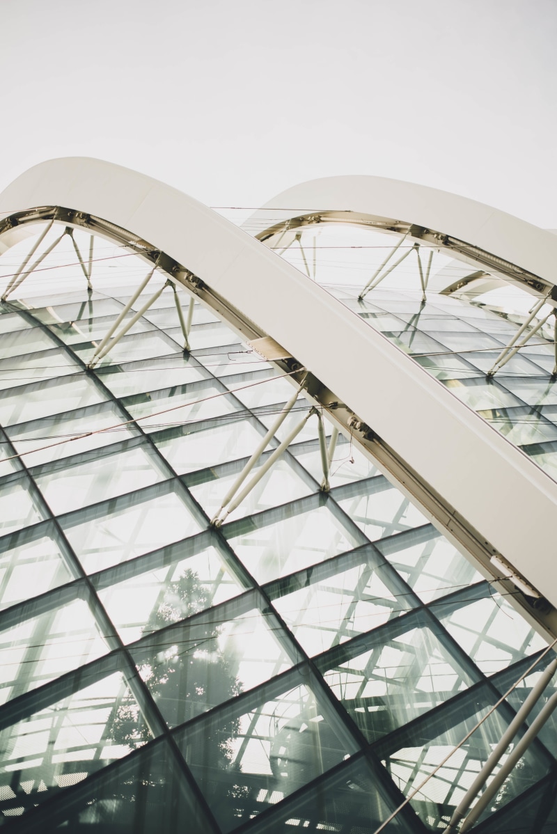 no people, travel destinations, glass - material, pattern, city, glass, architecture, daytime, metal, clear, sky, steel, shape, low angle view, indoors
