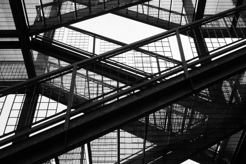 safety, glass - material, ladder, crisscross, emergency exit, nature, architecture, stairs, alloy, design, day, 2K, grayscale, modern, emergency, transparent