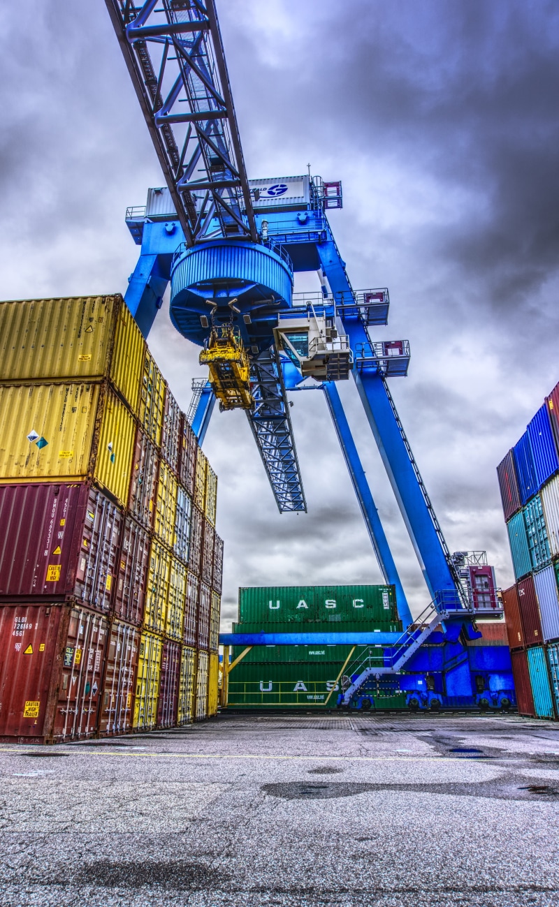 loading, germany, loading crane, container handling, hdr, stacked, high dynamic range, container, development, day, clouds, port, no people, crane - construction machinery