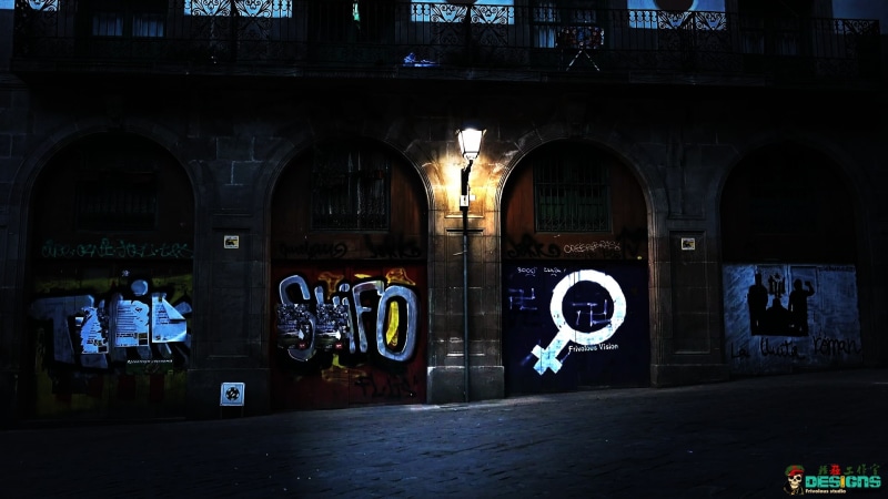 light graffiti, dark, city, 1080P, urban