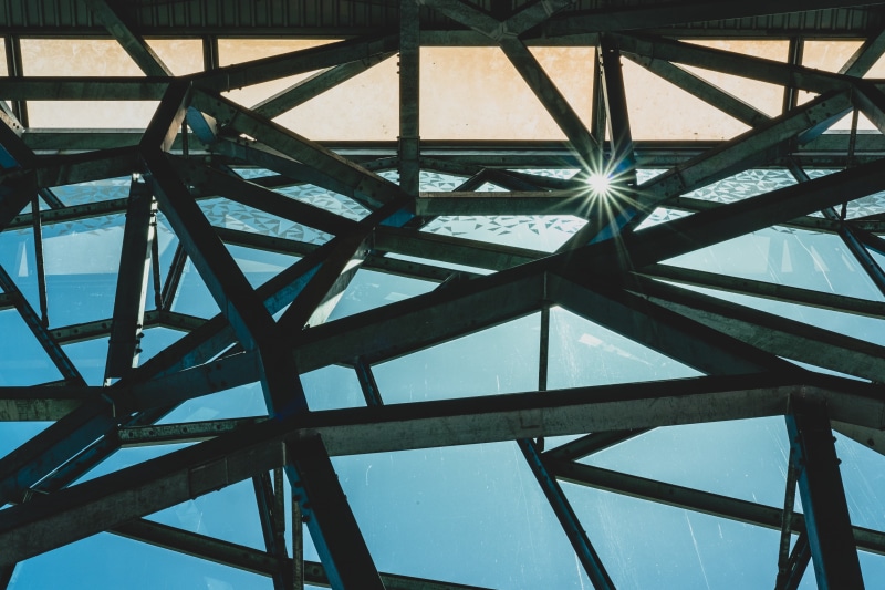 day, roof, technology, tower, roof beam, full frame, abstract, steel, sky, design, modern, nature, directly below, close-up, no People, metal, construction