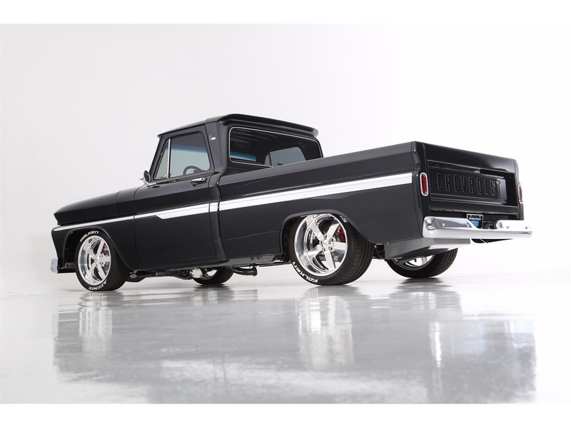 white background, no people, 720P, studio shot, still life, reflection, mode of transportation, Custom, Truck, Big, Window, car, day, C10, profile view