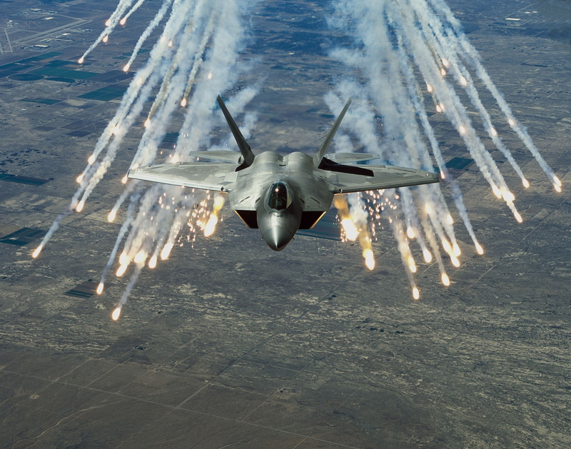 flares, 1080P, F22-Raptor, military aircraft