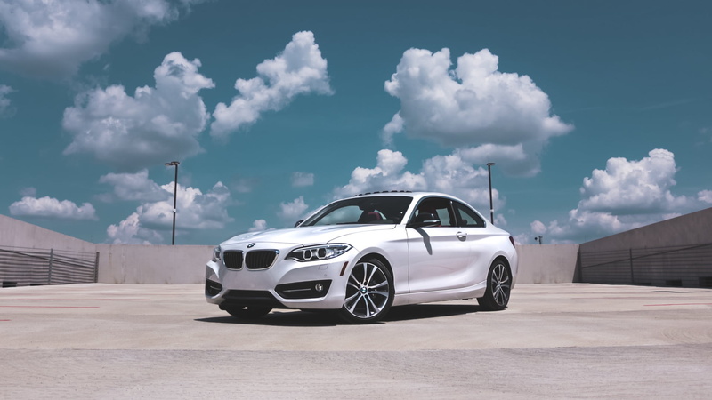car, architecture, cloud - sky, 1080P, luxury, BMW, travel, clouds, vehicle, sunlight, white color, land vehicle, mode of transportation, retro styled