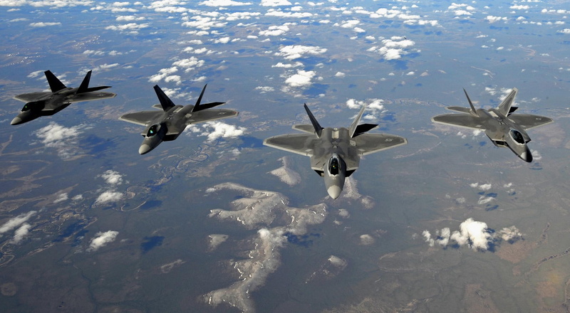 raptor, four, jet, fighter, 1080P, gray, aircraft planes, f, military, raptors