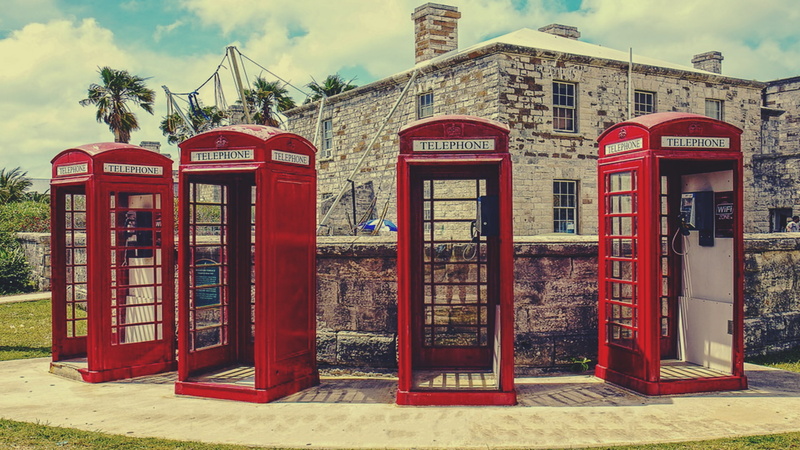 red, 1080P, phone, built structure, tree, vintage, street, outdoors, pay phone, telephone booth, architecture, telecommunications equipment, cloud - sky