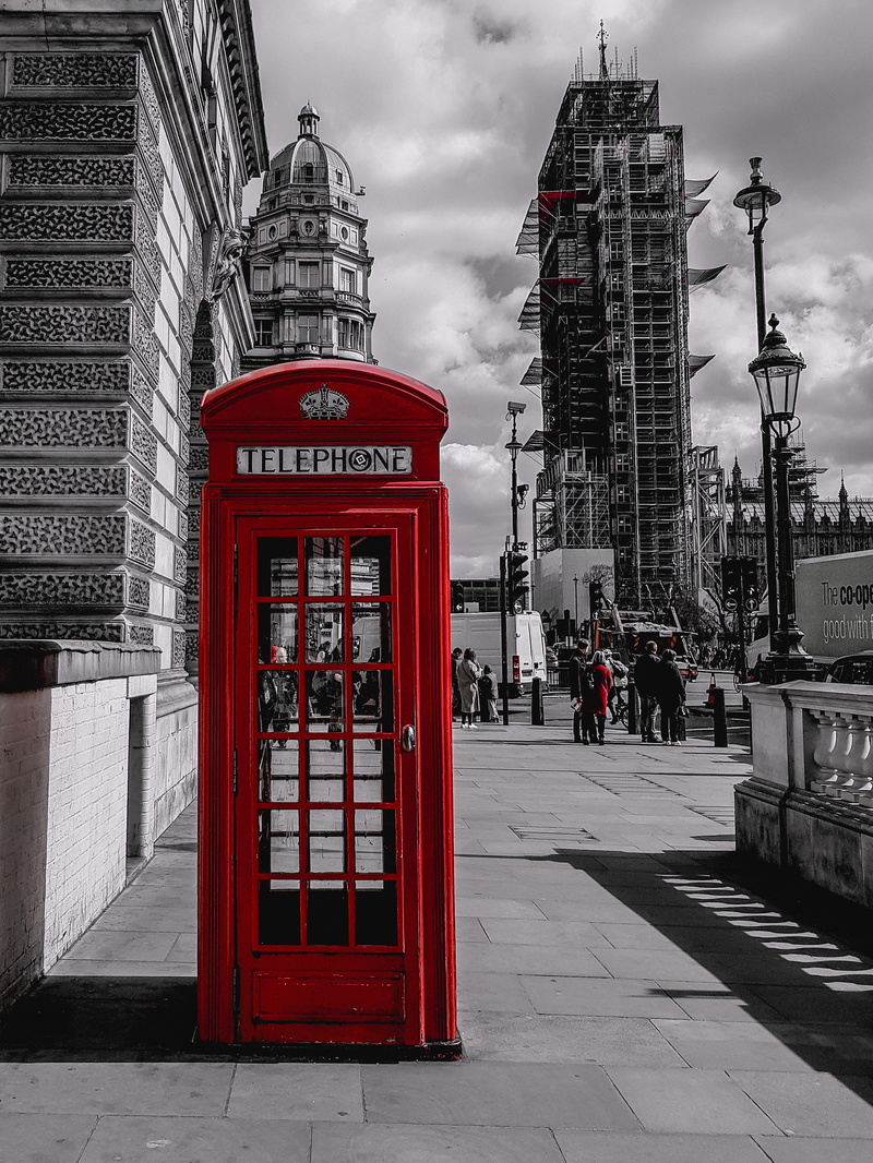 building exterior, built structure, street, telephone booth, city, office building exterior, red, travel destinations, day, telephone, text, cloud - sky