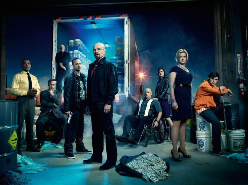 medium group of people, Bryan Cranston, lifestyles, real people, Cast, Bob Odenkirk, Aaron Paul, full length, front view, young adult, Dean Norris, group