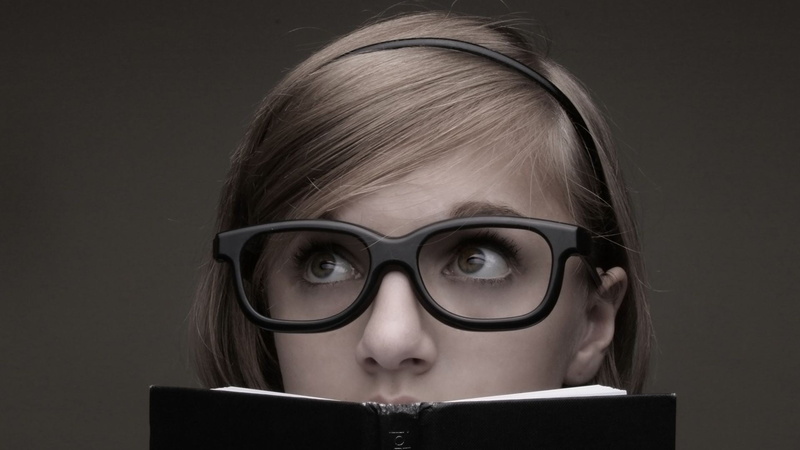 portrait, 1080P, headshot, young adult, human face, books, women with glasses, nerds, eyeglasses, females, model, making a face, studio shot, looking up