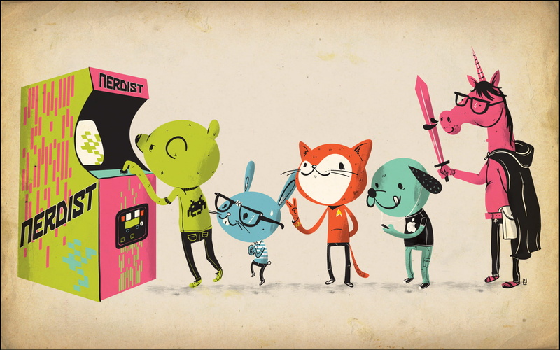 bunny, digital/artwork, bear, 1080P, dog, unicorn, rabbit, geek, nerd, hd, cat, nerdist