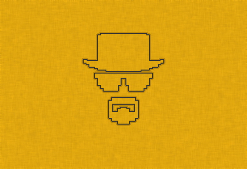wall - building feature, Heisenberg, high angle view, man, architecture, illustration, orange background, studio shot, backgrounds, single object, face