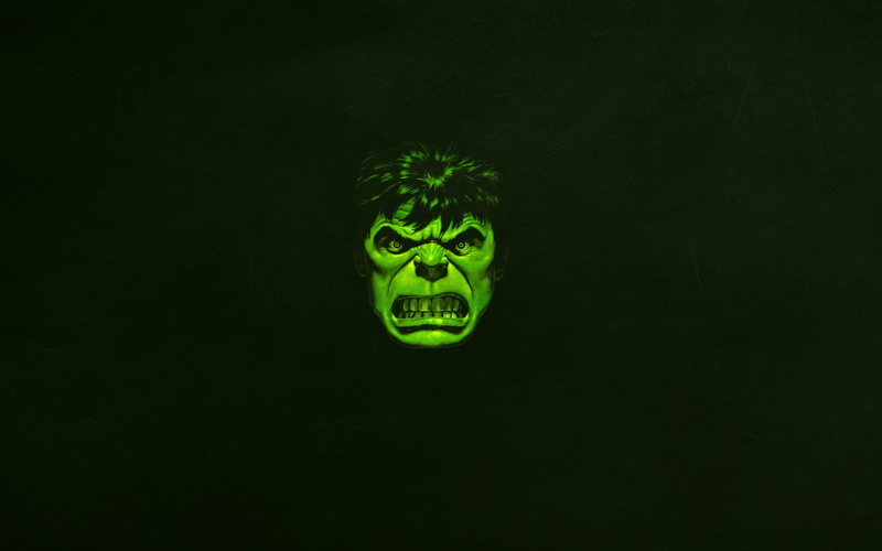 marvel, face, copy space, looking at camera, smiling, one animal, green, green color, nature, digital, Hulk, comic, dark, minimalism, no people