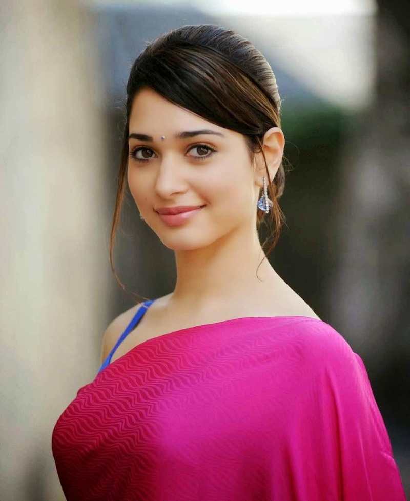 earring, purple, tamannaah, fashion, pink color, hair, beautiful people, portrait, young women, beauty, smiling, looking at camera, young adult, headshot