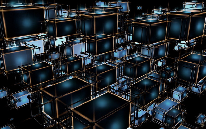 night, cube, cube Shape, digital, built structure, industry, square Shape, black Color, steel, factory, pattern, glowing, complexity, no people, indoors