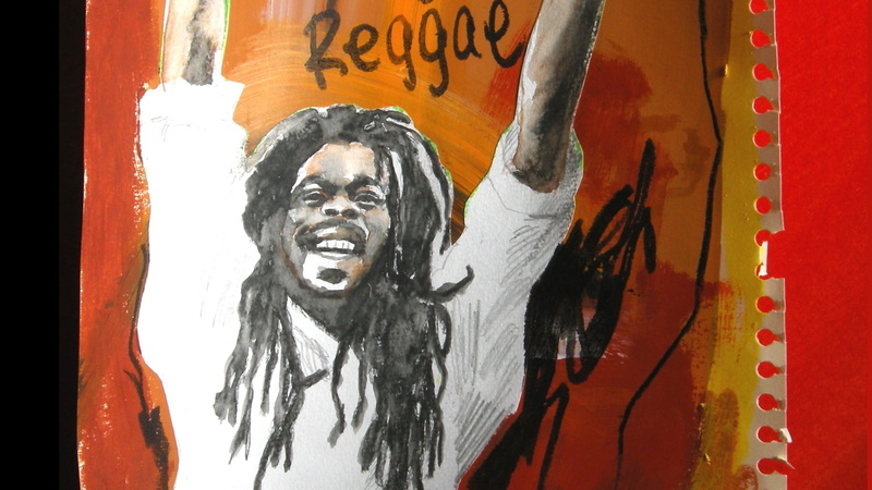 day, dreadlocks, male likeness, statue, picture, paper, art and craft, bob, creativity, human representation, text, sculpture, communication, paint, craft