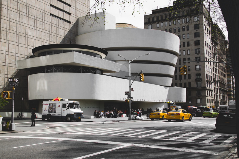 land vehicle, new york city, solomon r. guggenheim museum, crossing, museum, 5K, symbol, sign, united states, city, the solomon r. guggenheim, desaturated