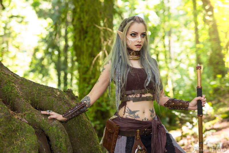 young women, ForbiddenRealm, Genevieve, young adult, looking at camera, portrait, real people, long hair, Wood Elves, standing, one person, hairstyle, front view
