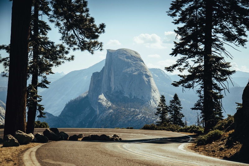 cliff, rock - Object, no People, tourism, uSA, californium, blue, sunlight, outdoor, half dome, mountain Range, yosemite, summer, european Alps, beauty In Nature