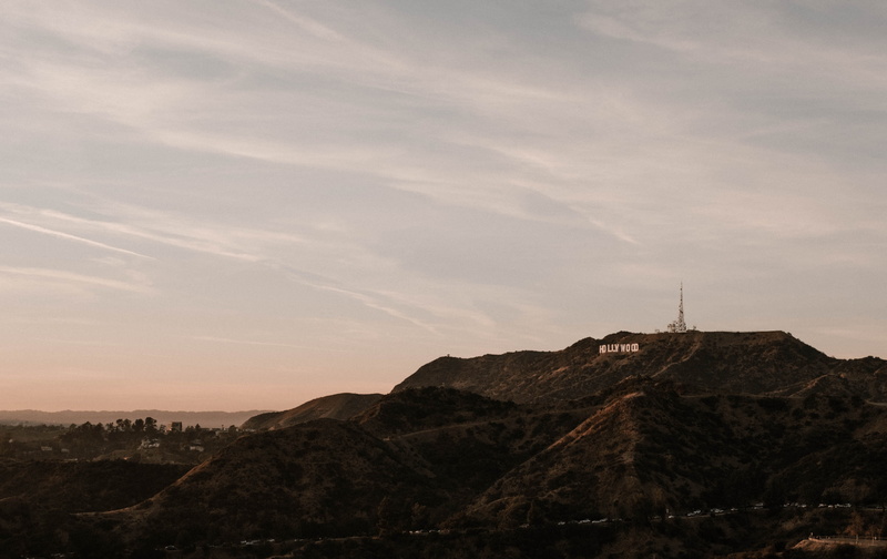 no people, hollywood, sky, nature, rock formation, sign, mountain, land, outdoors, solid, tranquil scene, tranquility, sunset, beauty in nature, rock - object