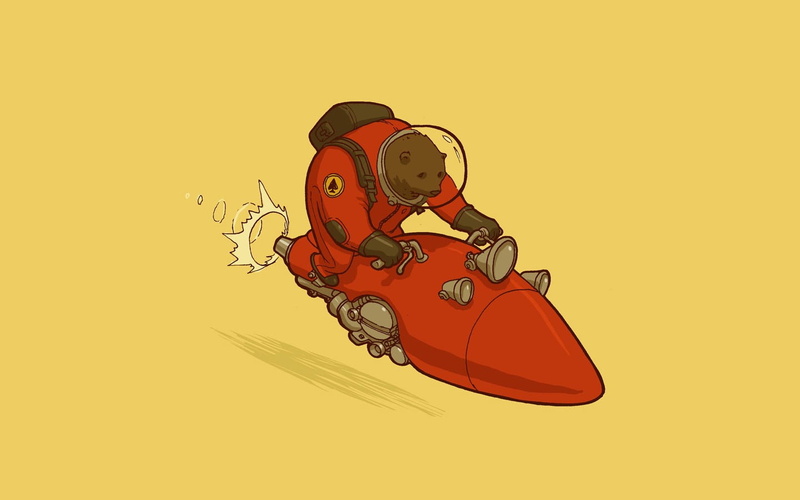 single object, no people, yellow background, toy, cut out, outdoors, simple background, humor, mammal, red, fun, yellow, cartoon, bears, science fiction