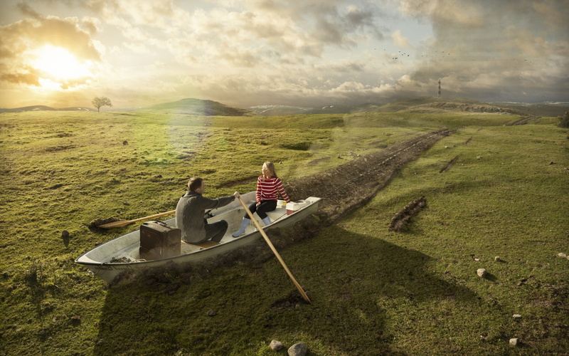 men, ground, sunlight, grass, day, tranquil scene, field, non-urban scene, clouds, outdoors, shadow, Lighthouse, land, green color, Adobe Photoshop, mountain