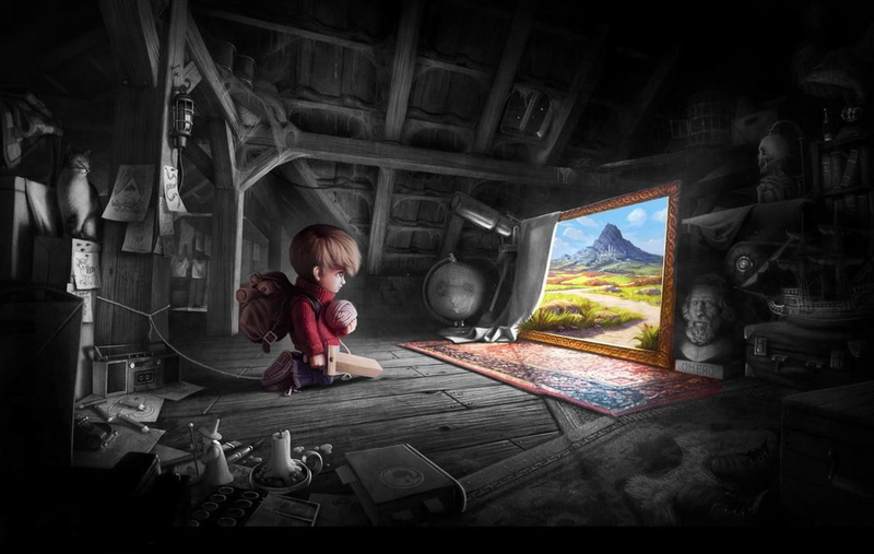 front view, waist up, indoors, childhood, creativity, child, women, one person, toys, female, lifestyles, fantasy art, illustration, occupation, atmosphere