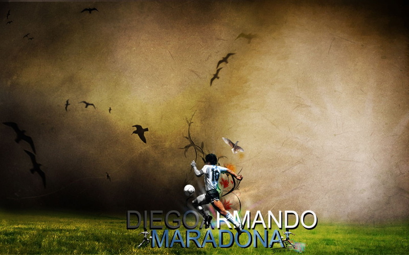 digital composite, diego armando maradona, plant, people, bicycle, vertebrate, communication, sport, sky, lifestyles, group of animals, textured effect