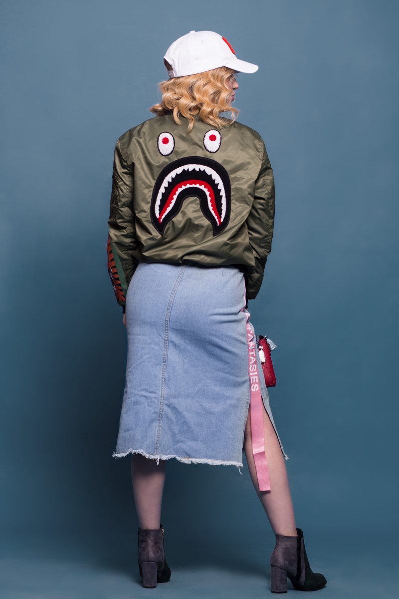 4K, unrecognizable person, green, representation, fashion, wear, cap, pose, jacket, casual, bomber jacket, sky, denim, dress, obscured face, studio shot