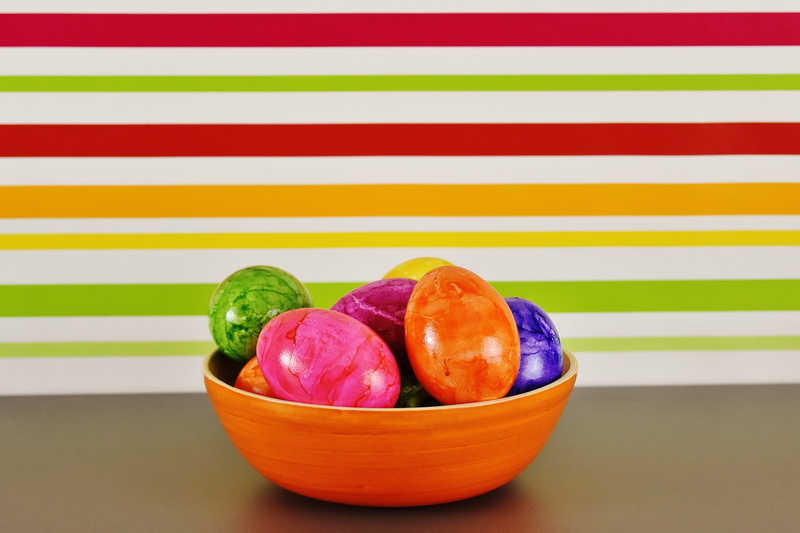 variation, egg, food, crockery, copy space, fruit, studio shot, colored eggs, 4K, still life, easter eggs, no people, multi colored, red, assorted, colored