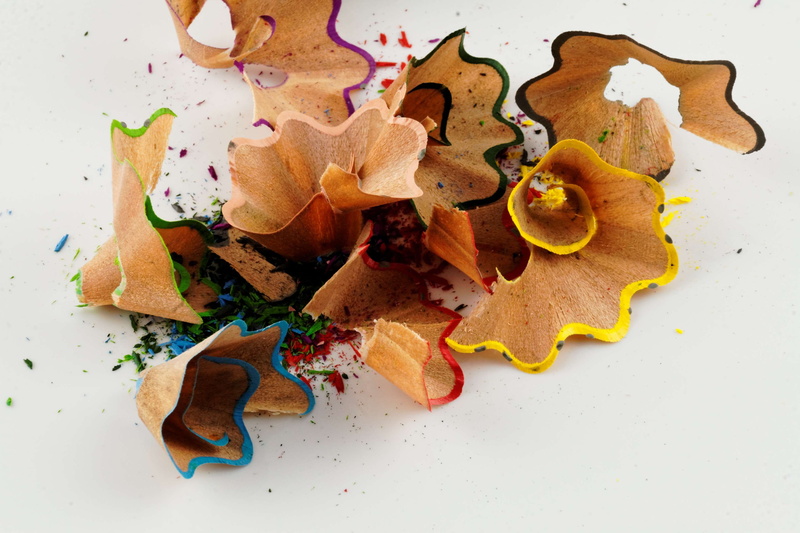 pencil shavings, creativity, art and craft, kindergarten, still life, leave, wood - material, snack, writing accessories, high angle view, colorful, wooden pegs