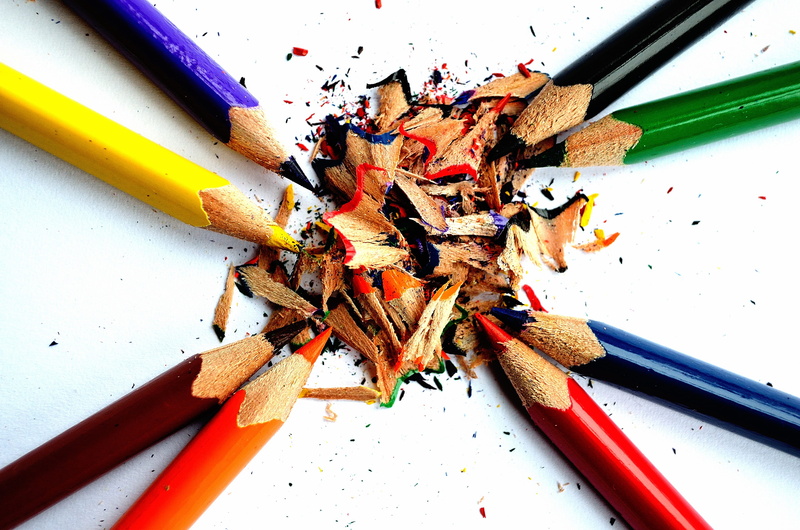 still life, paint, school, blue, background, shavings, art and craft equipment, green, wood - material, color, yellow, variation, creativity, close-up
