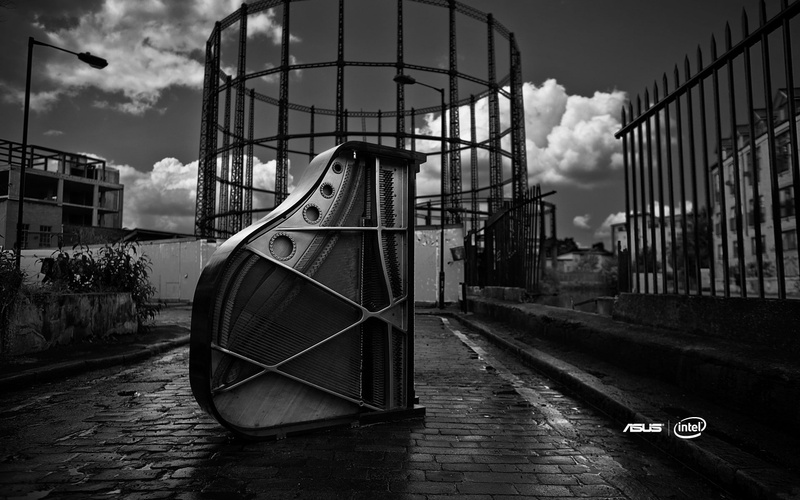 1080P, monochrome, hd, intel, asus, Music, technology, art, x