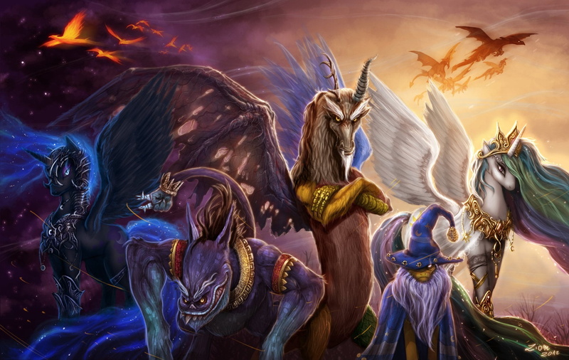 Starswirl The Bearded, Creature, art and craft, nature, Magic, sculpture, Nightmare Moon, human representation, low angle view, Ahuizotl, motion, creatures