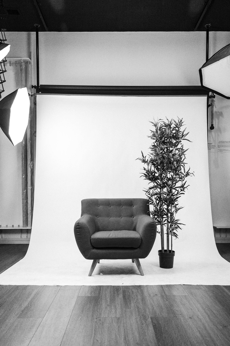 armchair, 4K, home showcase interior, screen, wood, room, seat, black and white, shelf, electronics, indoors, cabinet, lcd screen, domestic room, wall - building feature