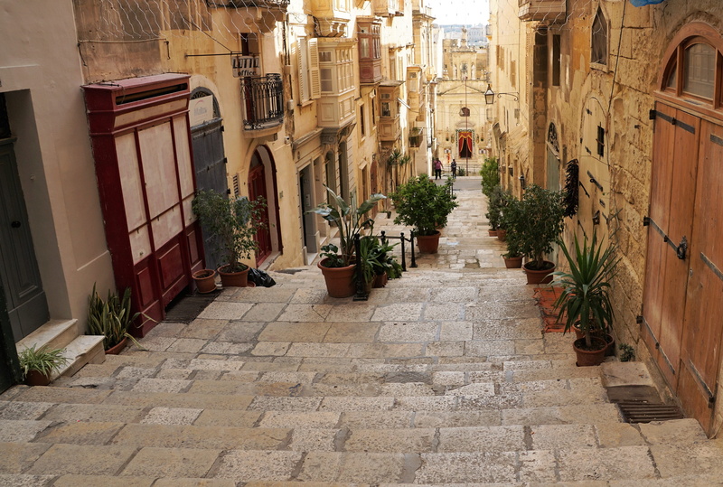 road, plant, architecture, outdoors, nature, built structure, no people, the way forward, away, level, house, stairs, malta, residential district, paving stone