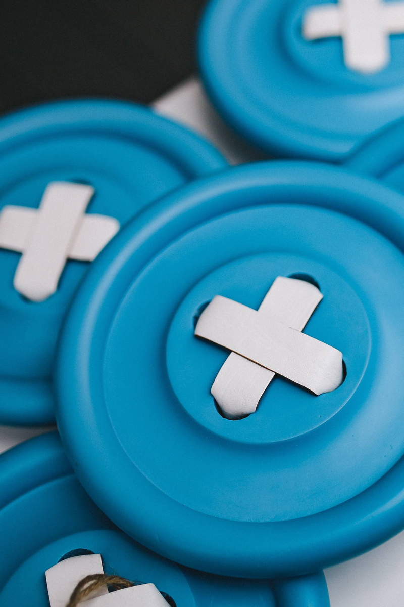 symbol, hospital, big blue, white color, healthcare and medicine, buttons, button, table, Close-ups, blue, close, care, business, big, technology, directly above