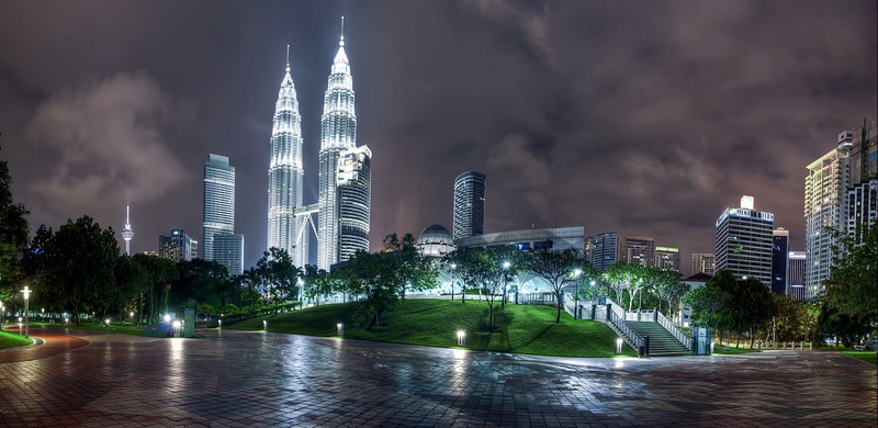 Kuala Lumpur, skyscrapers, 1080P, country, capital, night, landscape, the state, Malaysia, light, the city, building, lights, the evening