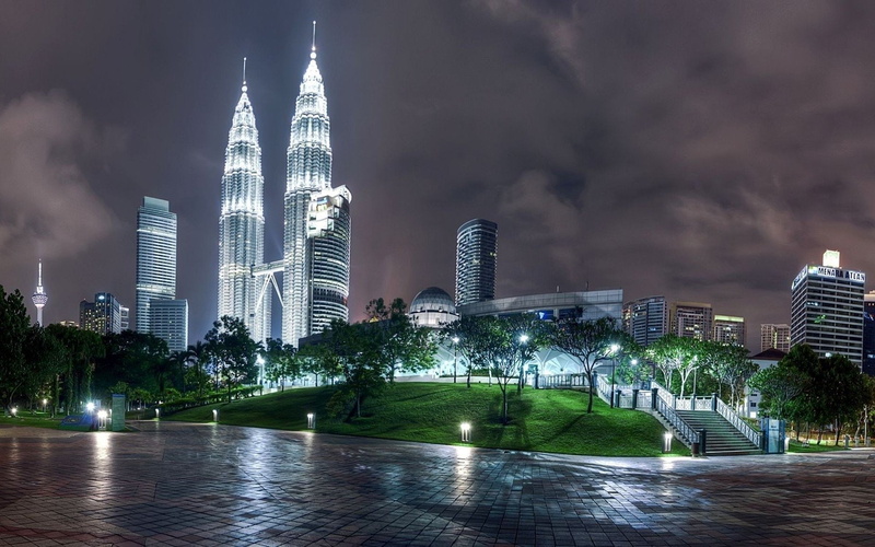 Night, Kuala Lumpur, Country, Landscape, Malaysia, Cities, High-Rise, Skyscraper, 720P, Light, Evening, Building, City