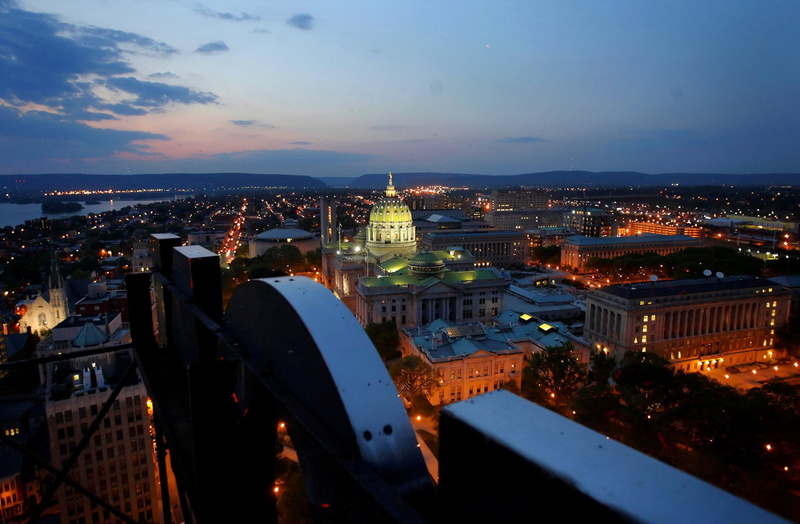 nature and landscapes, pa, harrisburg, lights, city, sunset, skyline, 1080P, dusk